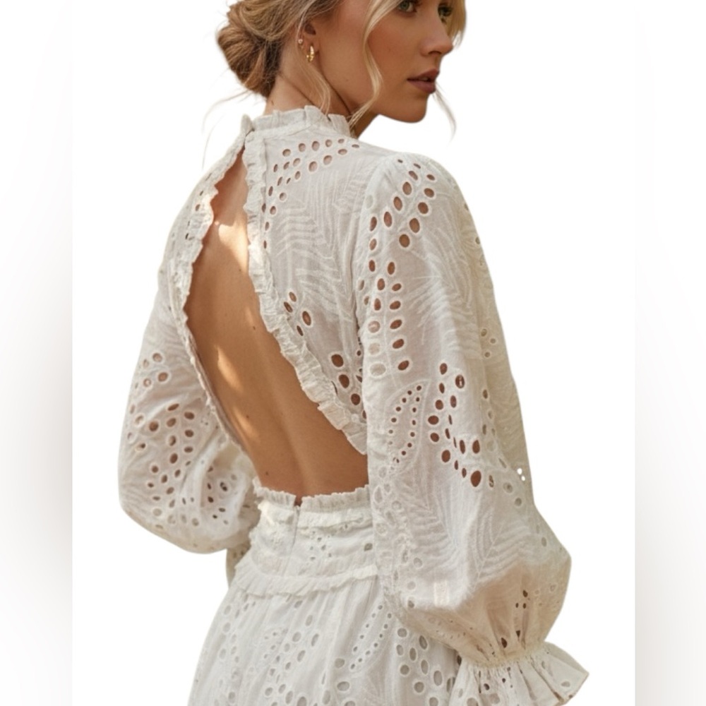 White Eyelet Lace Romper - Picture 10 of 10